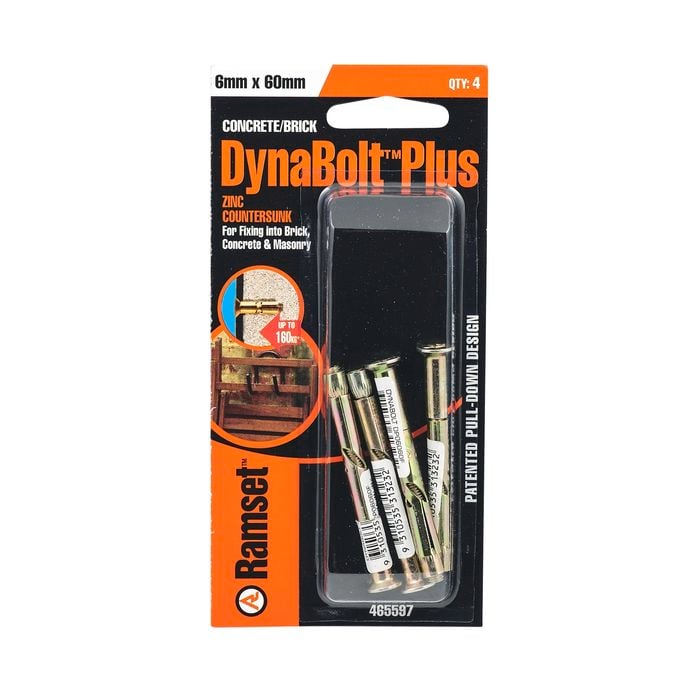 Ramset 6 x 60mm DynaBolt Plus Flat Head Bolt - 4 Pack
