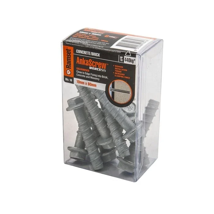 Ramset 10 x 60mm Galvanised Ankascrew Masonry Anchor - 10 Pack