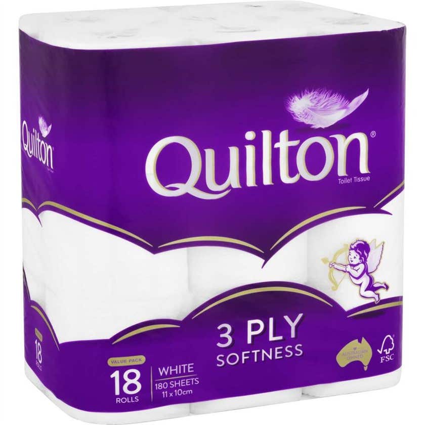 Quilton Toilet Paper 3 Ply White - 18 pack
