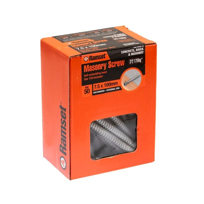 Ramset 7.5 x 100mm Galvanised Masonry Anchor Screw - 50 Box