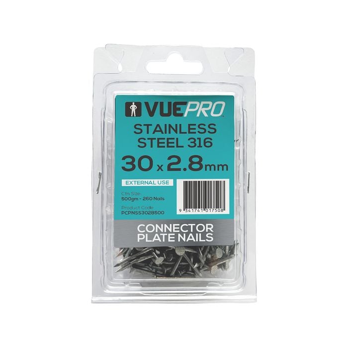 VUEPRO 30 x 2.8mm 500g Stainless Steel Connector Plate Nails
