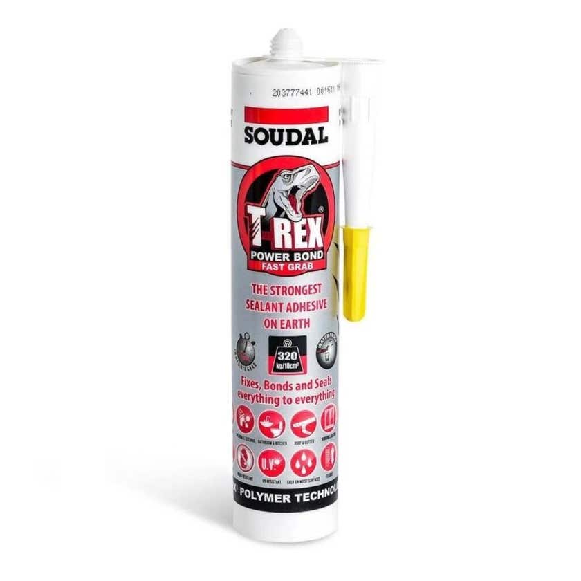 Soudal T-Rex Power Fast Grab Adhesive White 290ml